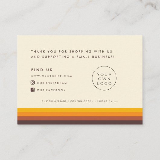 Retro 60s  Bedankt Pakket Invoegen Kaart Visitekaartje (Achterkant)