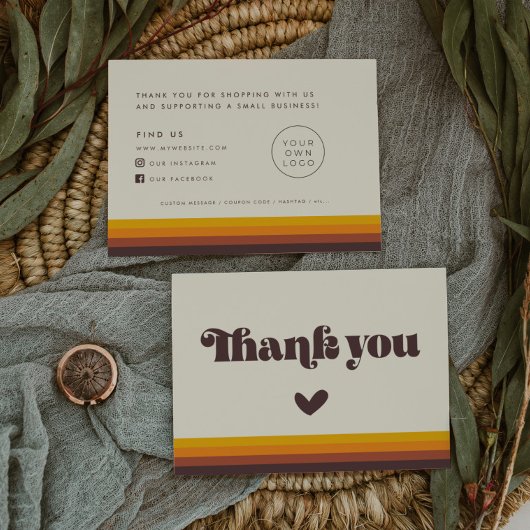 Retro 60s  Bedankt Pakket Invoegen Kaart Visitekaartje