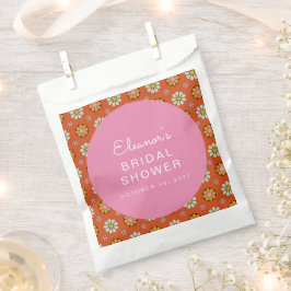 Retro 60s Bloemen Oranje Roze Bruidsmeisjesfeest C Bedankzakje