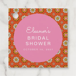 Retro 60s Bloemen Oranje Roze Bruiloft Custom Bedankjes Labels