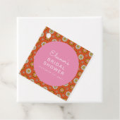 Retro 60s Bloemen Oranje Roze Bruiloft Custom Bedankjes Labels (In situ)