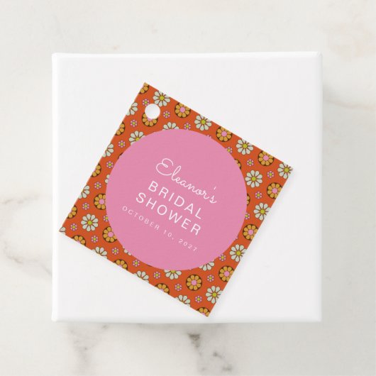 Retro 60s Bloemen Oranje Roze Bruiloft Custom Bedankjes Labels (In situ)