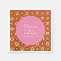 Retro 60s Bloemen Oranje Roze Bruiloft Custom