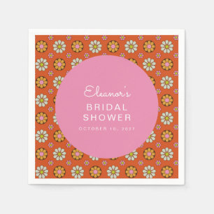 Retro 60s Bloemen Oranje Roze Bruiloft Feest Custo Servet