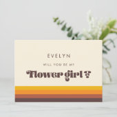 Retro 60s Bloemenmeisje Proposal Kaart (Staand voorkant)