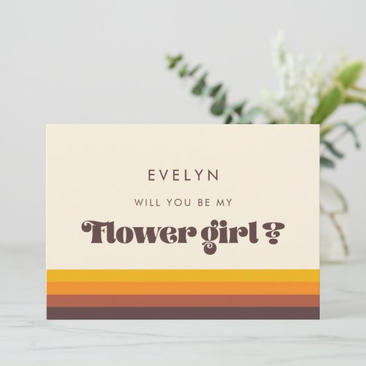 Retro 60s Bloemenmeisje Proposal Kaart (Staand voorkant)