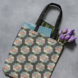 Retro 60s bloemstukken tote bag