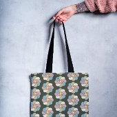 Retro 60s bloemstukken tote bag