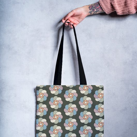 Retro 60s bloemstukken tote bag