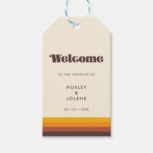 Retro 60s bruiloft welkom cadeaulabel (Voorkant)