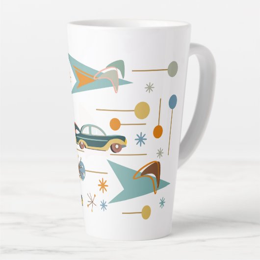 Retro 60s Car Trip naar de Beach Latte Mok (Rechterhoek)