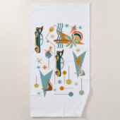 Retro 60s Car Trip naar het strand Strandlaken (Voorkant)