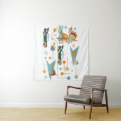 Retro 60s Car Trip naar het strand Wandkleed (In Situ (horizontaal))