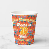 Retro 60's Cheers to 70 Years gepersonaliseerd Papieren Bekers (Voorkant)