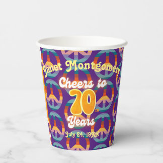 Retro 60's Cheers to 70 Years gepersonaliseerd Papieren Bekers