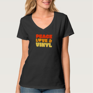 Retro 60s Dj Peace Love Vinyl Music Lp Record T-shirt