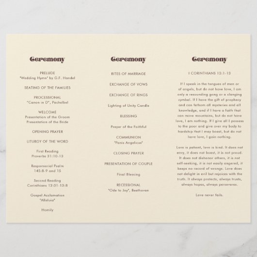 Retro 60s  drievoudig huwelijksprogramma (Voorkant)