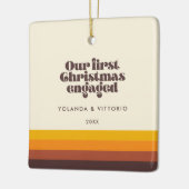 Retro 60s  Eerste Kerstmis foto gebruikt Keramisch Ornament (Links)