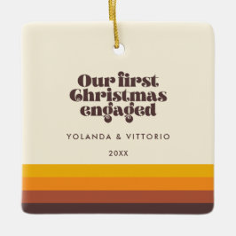 Retro 60s  Eerste Kerstmis foto gebruikt Keramisch Ornament