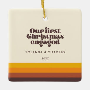 Retro 60s Eerste Kerstmis foto gebruikt Keramisch Ornament