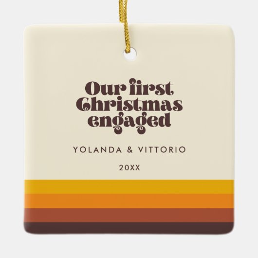 Retro 60s  Eerste Kerstmis foto gebruikt Keramisch Ornament (Voorkant)