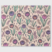 Retro 60s floral.  handtekening cadeaupapier (Vlak)