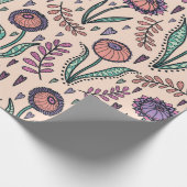 Retro 60s floral.  handtekening cadeaupapier (Hoek)