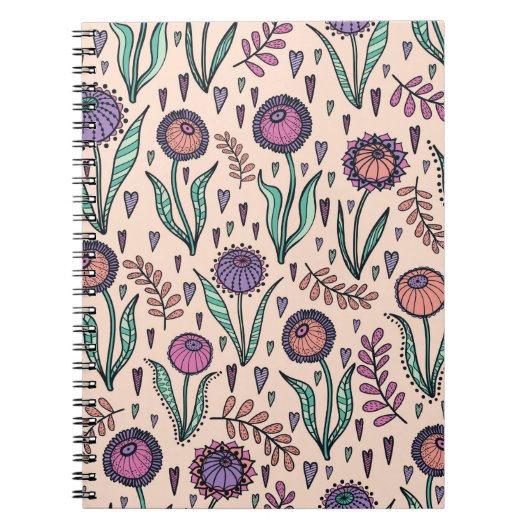 Retro 60s floral.  handtekening notitieboek (Voorkant)