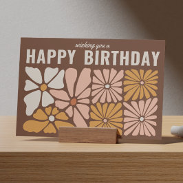 Retro 60s Floral Happy Birthday Kaart