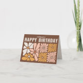 Retro 60s Floral Happy Birthday Kaart (Voorkant)