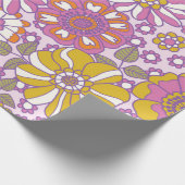 Retro 60s floral.  illustratiepatroon. cadeaupapier (Hoek)