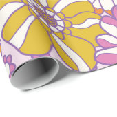 Retro 60s floral.  illustratiepatroon. cadeaupapier (Rol Hoek)