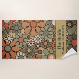 Retro 60s Floral Pattern 70s voor de Bride Strandlaken