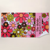 Retro 60s Floral Pattern 70s voor de Bride Strandlaken (Voorkant)