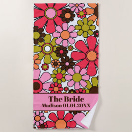 Retro 60s Floral Pattern 70s voor de Bride Strandlaken