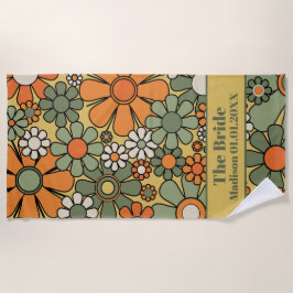 Retro 60s Floral Pattern 70s voor de Bride Strandlaken