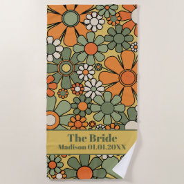 Retro 60s Floral Pattern 70s voor de Bride Strandlaken