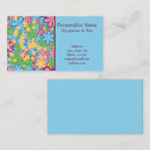 Retro 60s Flower Power Blauw Paarse Trendy Visitekaartje (Voorkant / Achterkant)