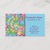 Retro 60s Flower Power Blauw Paarse Trendy Visitekaartje (Voorkant)