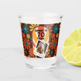 Retro 60's Flower Power Cheers to Years Shot Glas
