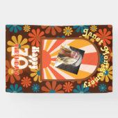 Retro 60's Flower Power Custom Foto 70e Verjaardag Spandoek (Horizontaal)