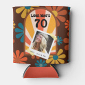 Retro 60's Flower Power gepersonaliseerde foto Blikjeskoeler (Voorkant)