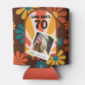 Retro 60's Flower Power gepersonaliseerde foto Blikjeskoeler (Achterkant)