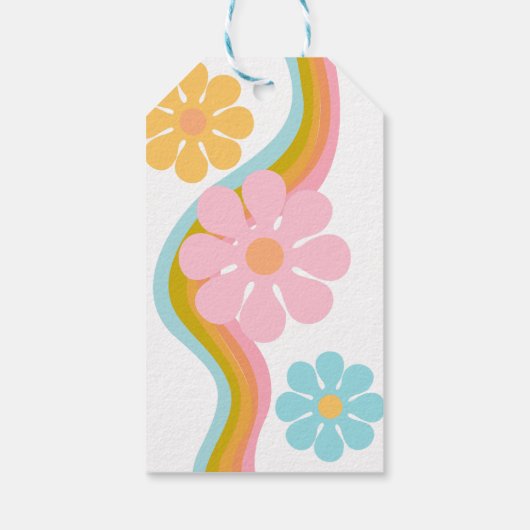 Retro 60s Flower Power Hippie Groovy Bedankt Cadeaulabel (Achterkant)
