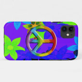 Retro 60's Flower Power Peace Sign Art iPhone Case (Achterkant (horizontaal))