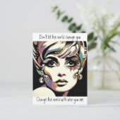 Retro 60's Gezicht en Citaat Briefkaart (Staand voorkant)