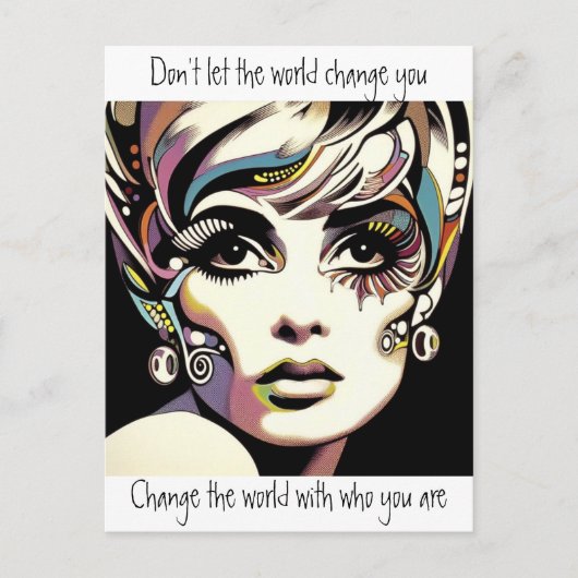 Retro 60's Gezicht en Citaat Briefkaart (Voorkant)