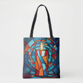 Retro 60s Glas in lood Kaars Tote Bag (Voorkant)