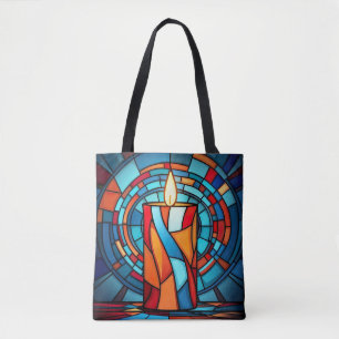 Retro 60s Glas in lood Kaars Tote Bag