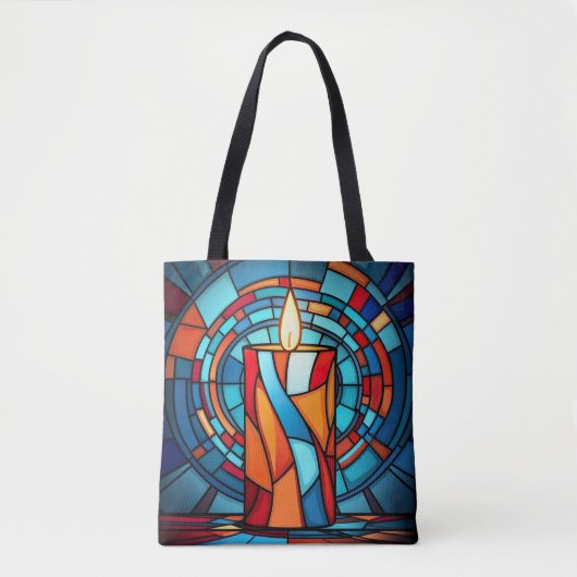 Retro 60s Glas in lood Kaars Tote Bag (Voorkant)
